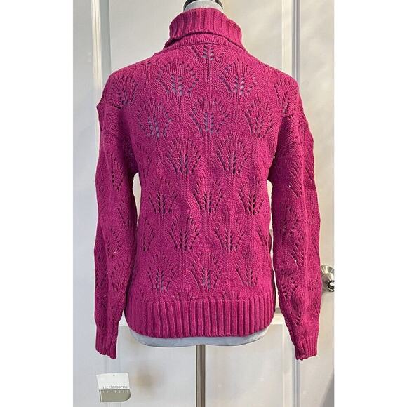 Liz Claiborne Wool Blend Open Hand Knit Sweater Jumper Pink Long Sleeve Size S - Picture 4 of 7